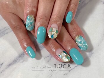 ネイルアトリエルカ(nail atelier LUCA)/W-268 夏色シェルミラーネイル