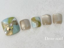 ディア ネイル(Dear nail)/フット（緑×青×ゴールド）