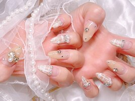 ツイードネイル　ベージュネイル