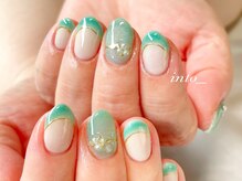 ネイルサロン イントゥ(into_)/ミントグリーン　フレンチ　