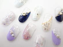 ネイルサロン クイール 小山店(NAIL SALON QUILL)/斜めフレンチ×フラワー