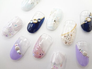 ネイルサロン クイール 小山店(NAIL SALON QUILL)/斜めフレンチ×フラワー