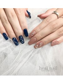 くすみpink×NAVY×ぷくぷく