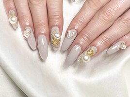 greige×perl×スタッズ