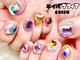 カラフル宝石ネイル