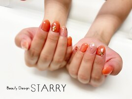 オレンジ シアー ラメ ホロ