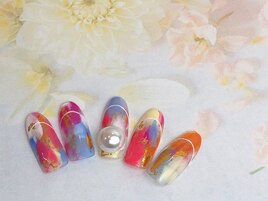 カラフルタイダイネイル