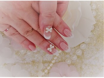 ネイル グリー(nail glee)/おリボン追加フレンチネイル