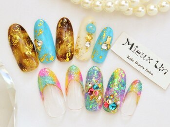 ミューアン(Mieux Un)/べっ甲ターコイズ・カラフルホロ