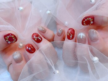 マイフェアレディ 今池(MyFairLady)/華やかレッドの冬ネイル