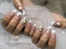 ユーネイル(YW nail)/フレンチ＋パーツ