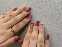 #チェックネイル