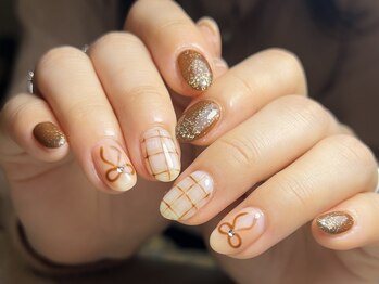 クリア 広尾 恵比寿(CLEAR)/ブラウンモチーフネイル