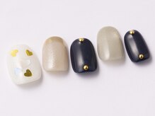 アイ ネイルズ 天神店(I nails)/ネイビーキラキラハート　¥8800