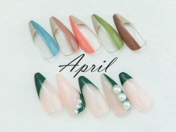 エイプリルプラス(April plus)/変形フレンチ ニュアンスネイル