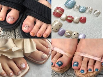 インク 市川南口(inc)の写真/フットネイルもこだわりデザインの定額コースあり！持ち込みデザインも対応◎角質ケアメニューあり☆