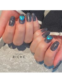 ブラックラメ×ネオンハート