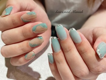 マニッシュ(Manish)/ミントブルー/アシンメトリー