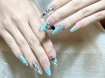 ナナネイル(Nana Nail)/ミントブルー×シルバークロム
