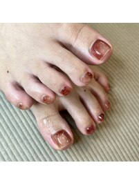 秋色もやもやフットネイル