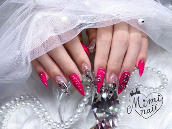 ミミネイル(Mimi nail)/ピンク×シルバーキラキラ