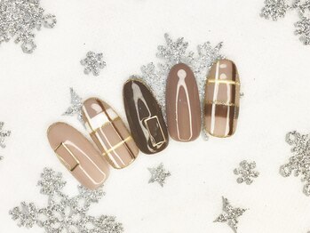 【秋】チェックネイル