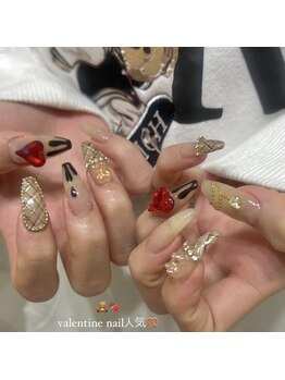 バレンタインネイル