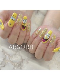 スポンジボブ　ペイントネイル