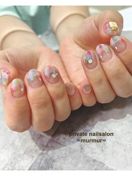 プライベート ネイルサロン マーマ(murmur)/ふんわりチェックネイル