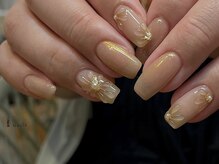 アイネイルズ 吉祥寺店(I nails)/淡色ベージュぷっくりフラワー