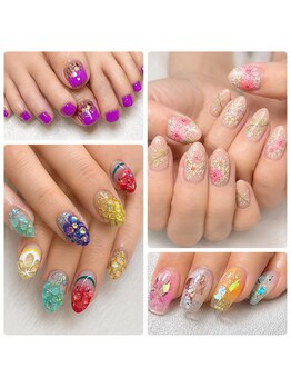 アンドハッピー(AND Happy)の写真/手描きもお任せください！シンプルから華やかも叶える経験豊富なネイリスト◎