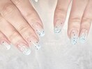 アイスブルーリボンネイル