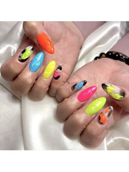レイネイル 岐阜茜部店(RAY NAIL)/ネオンカラー×足立