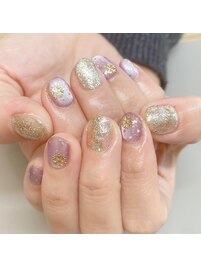 ショートネイル/雪の結晶ネイル