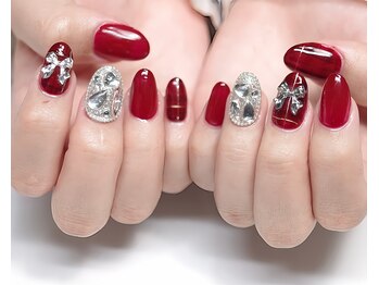 赤チェックネイル