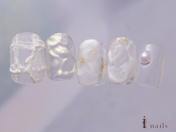 アイネイルズ 吉祥寺店(I nails)/クリア白パールぷくぷく
