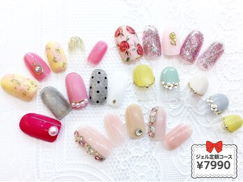 ネイルコレクション ピンク(Nail Collection Pink)/ジェル定額￥7990★薔薇：ドット