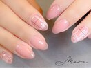 上品ピンク×チェックネイル