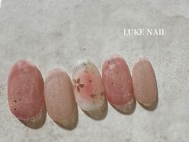 桜チークネイル 春ネイル お花
