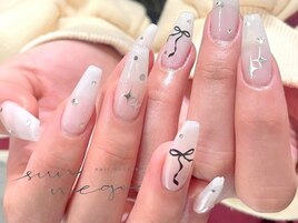 シンプル×リボンネイル