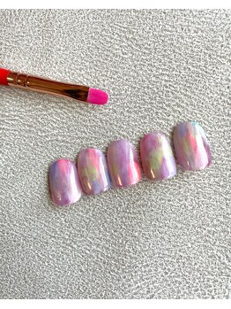 ユージューネイルルーム(UJU nail room)/春マーブルミラーがけネイル