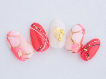 ピーチ(Peach)/お花ネイル