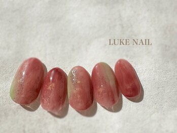 ルークネイル(LUKE NAIL)/桜マーブルネイル 春ネイル