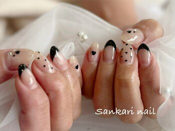 フレンチネイル/ハート/ブラック