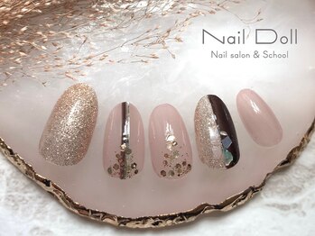 ネイルドール(Nail Doll)/ピンク×ブラウン