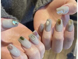 ワンカラー×パーツネイル