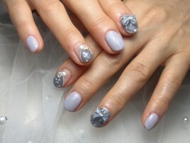 リボン/秋/フレンチ/グレー