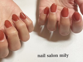 ミリー(mily)の写真/【ジェルワンカラーネイル＋オフケア付 ¥3980】100色以上のカラーから選択OK！あなたにピッタリの爪先を♪