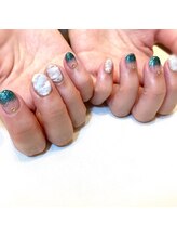 ハーティーネイル hearty nail 溝の口店/ラメグラ×マーブルデザイン☆