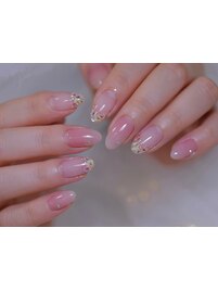 押し花フレンチ　花びらネイル